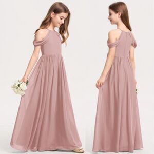 JJ's House A-line Halter Floor-Length Chiffon Junior Bridesmaid Dress Size J12